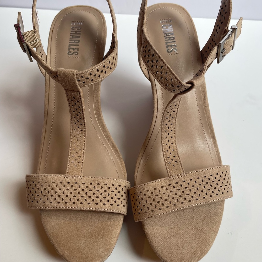 Charles By Charles David Tan Sandals with Perforated Design (NWOT)
